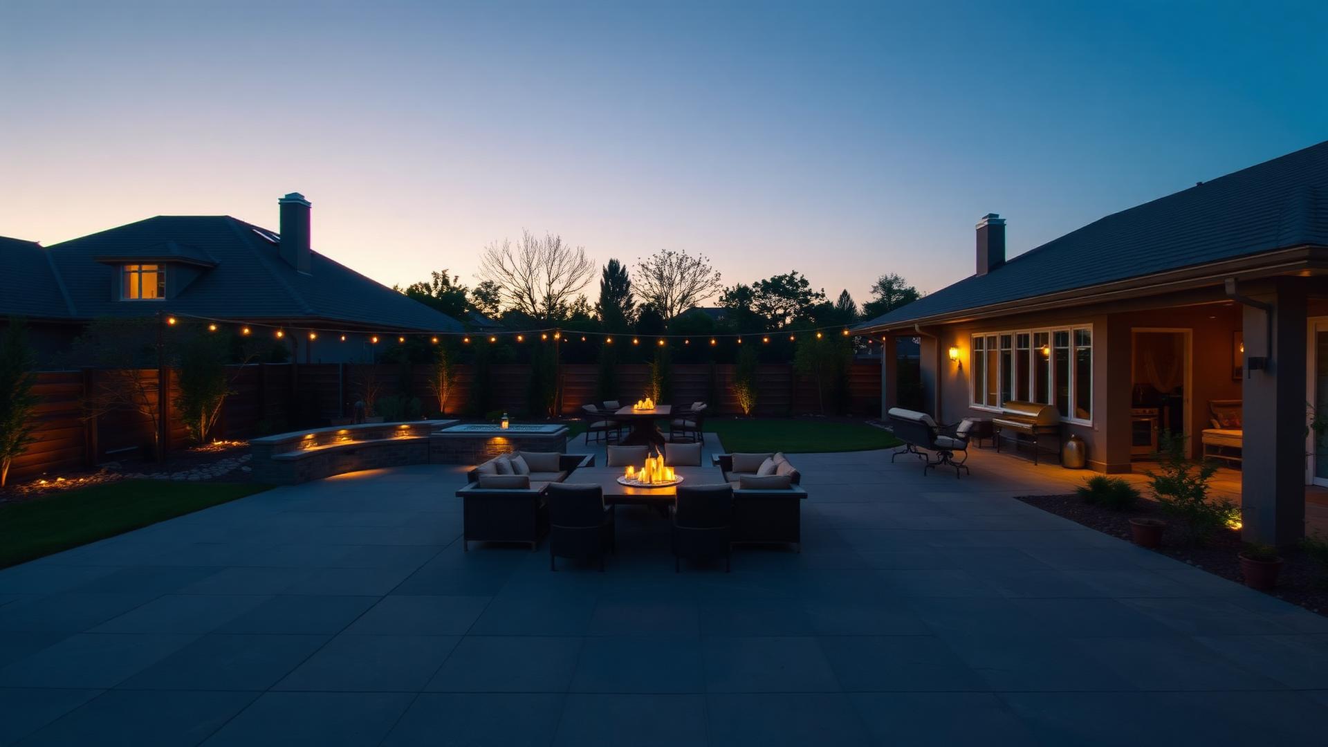 Finished backyard at dusk